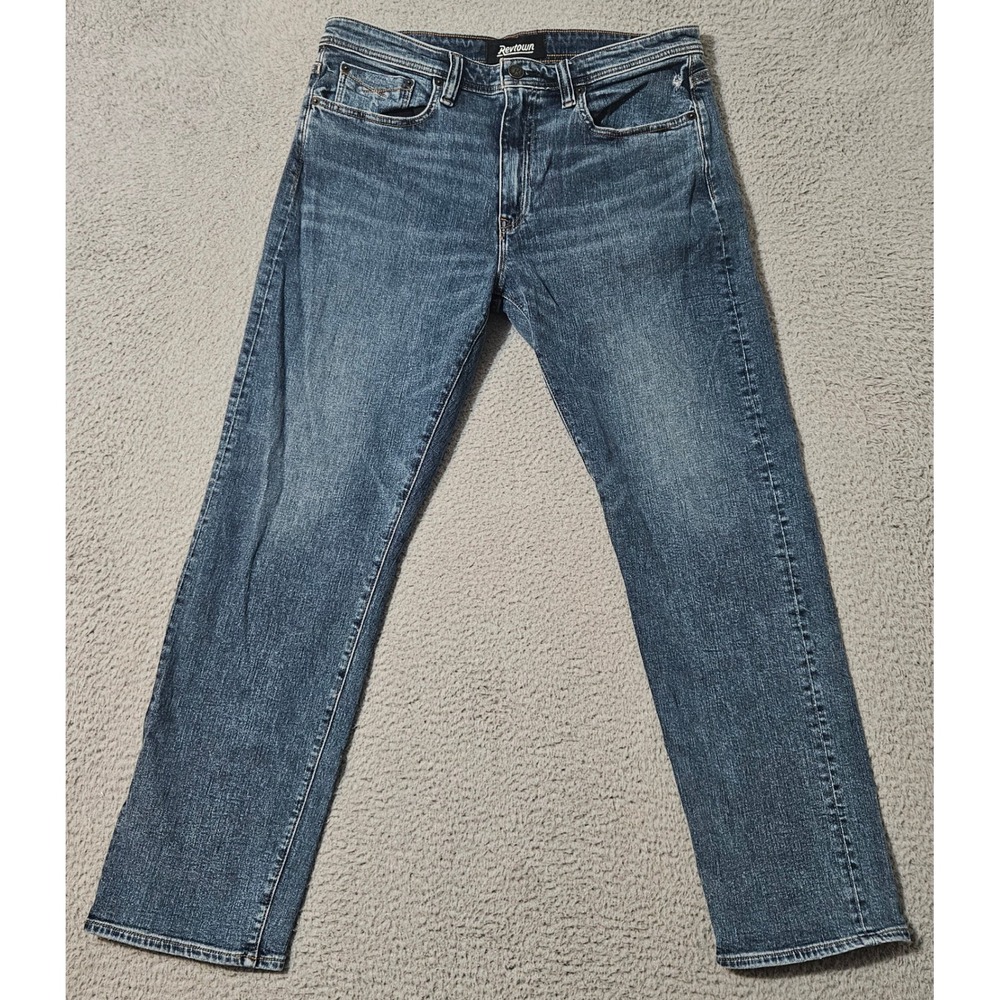 Revtown Automatic Jeans Mens 34x30 Blue Stretch Denim Straight Leg 5 Pocket